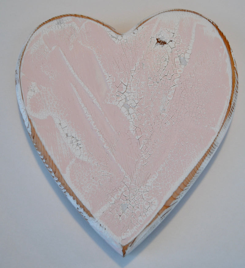 Pink Heart Serving Board handcrafted from Fir wood with Crackle finish