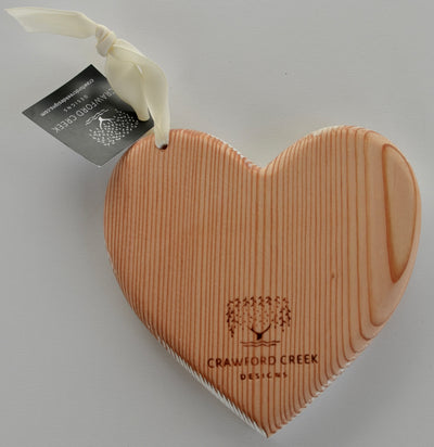 Small White Heart with pink ribbon