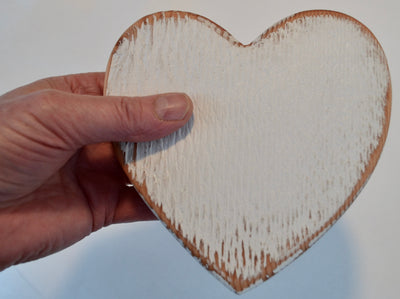 Cutting Board, traditional heart,  white,  handcrafted from Fir wood