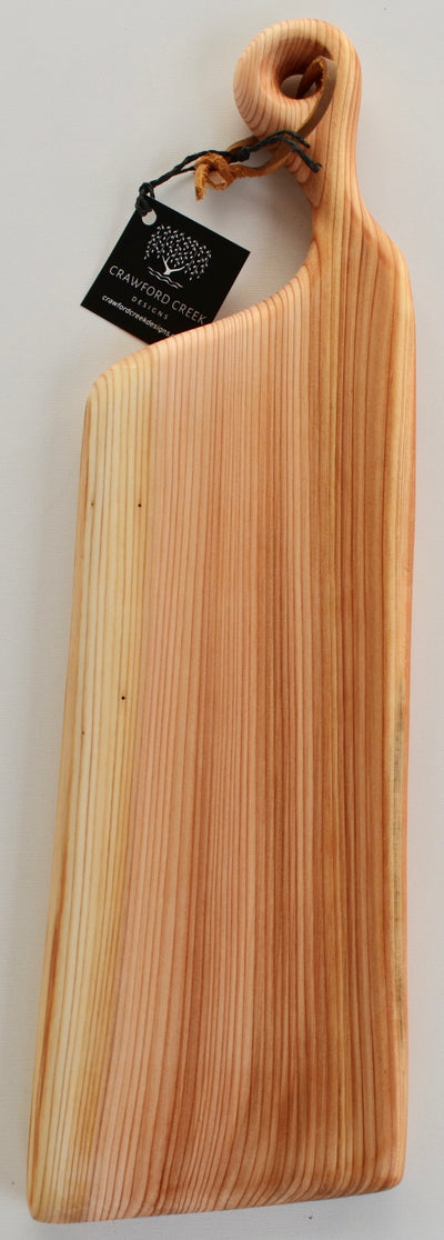 Cedar serving platter with raw edge