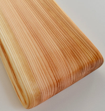 Cedar serving platter with raw edge