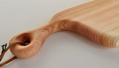 Cedar serving platter with raw edge