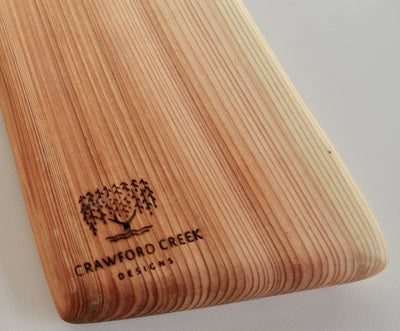 Cedar serving platter with raw edge