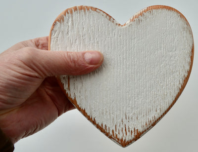 Small White Heart, handcrafted from Fir wood