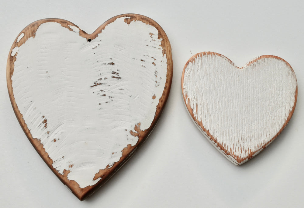 Small White Heart, handcrafted from Fir wood