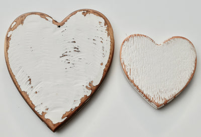 Small White Heart, handcrafted from Fir wood