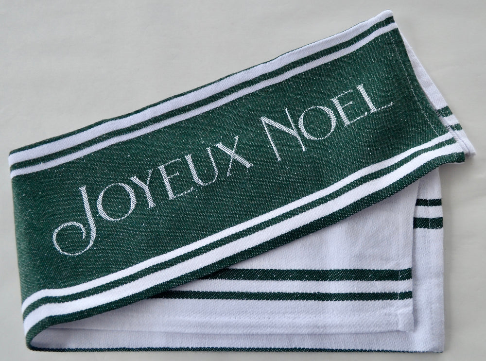 Holiday Cheer Bundle: Cotton Tea Towel, Green stripe + Vintage Star Ornament