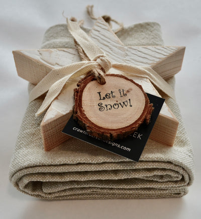 Holiday Cheer Bundle:l Cotton Tea Towel, Sage + Classic Star Ornament