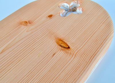 Round Cross Top White Cutting Board handcrafted from Fir hardwood