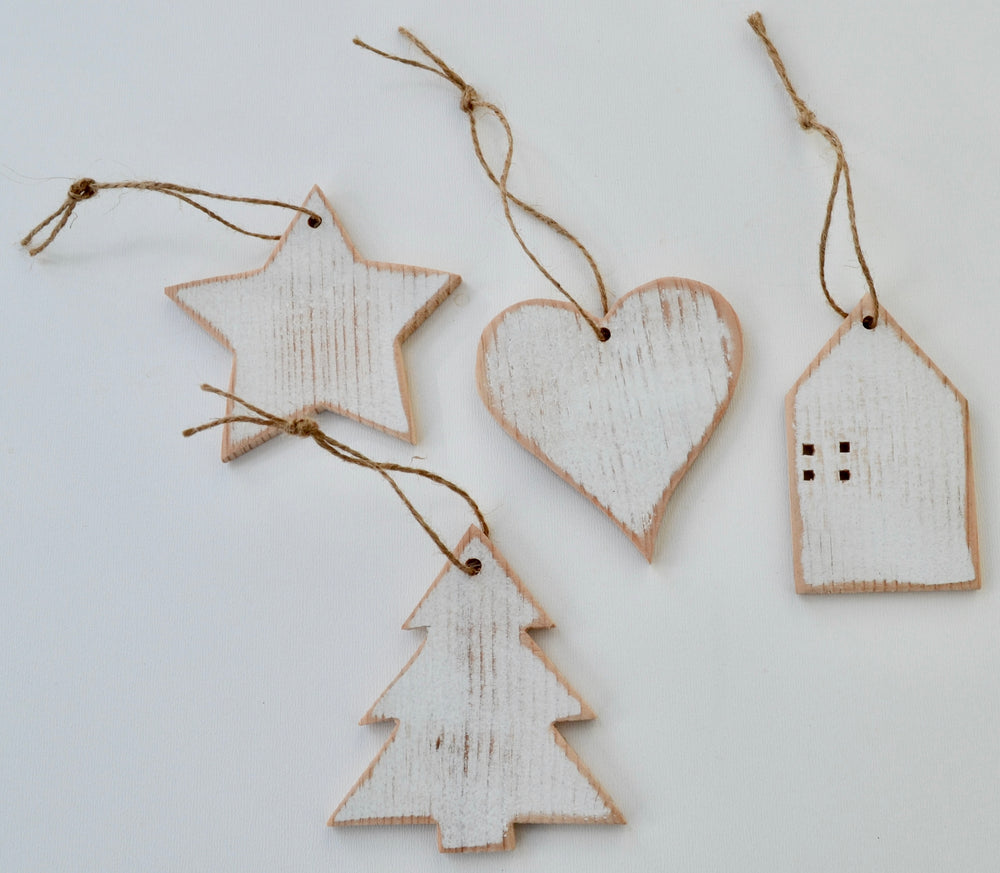 Four (4)  Distressed Thin Ornaments