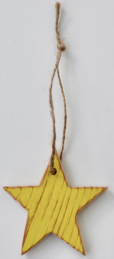 Distressed Yellow Star Ornament, one