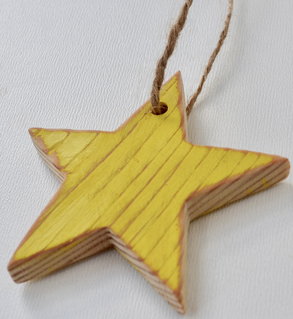 Distressed Yellow Star Ornament, one