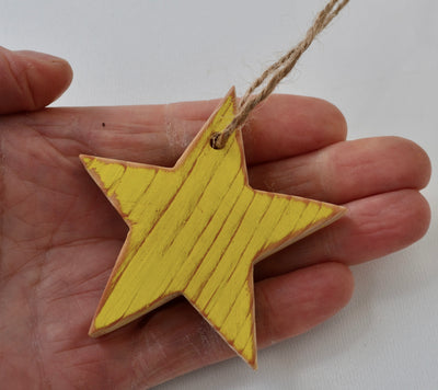 Distressed Yellow Star Ornament, one
