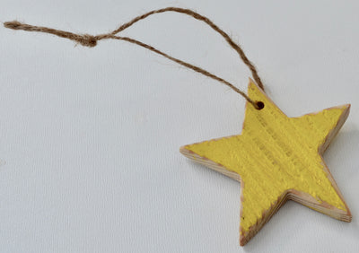 Distressed Yellow Star Ornament, one