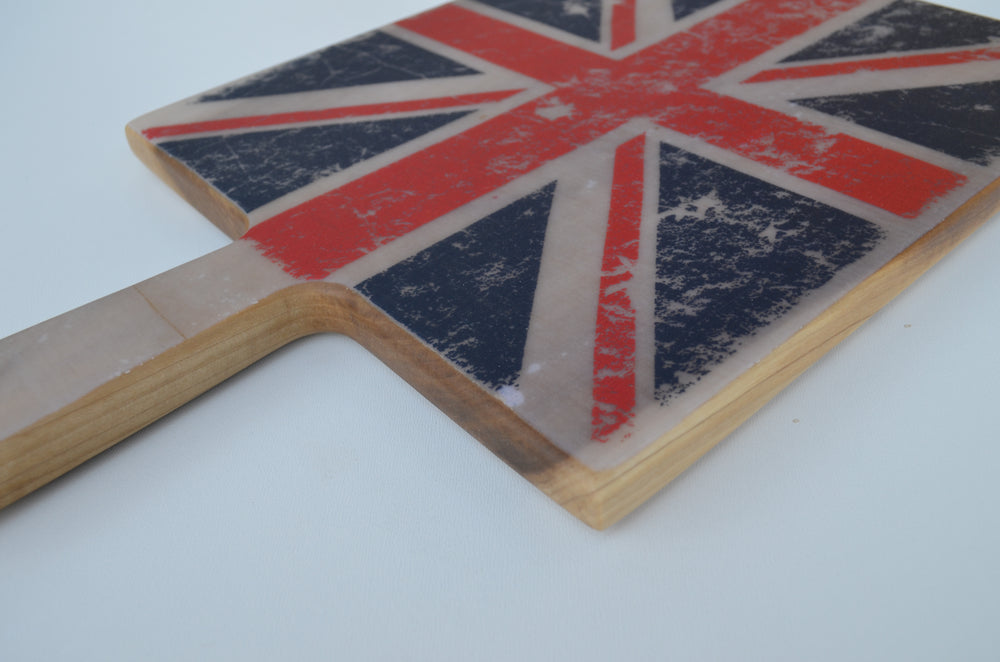 Union Jack Cutting Board: Handcrafted from Rainbow Poplar