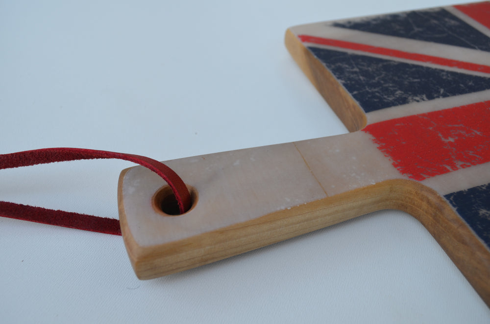 Union Jack Cutting Board: Handcrafted from Rainbow Poplar