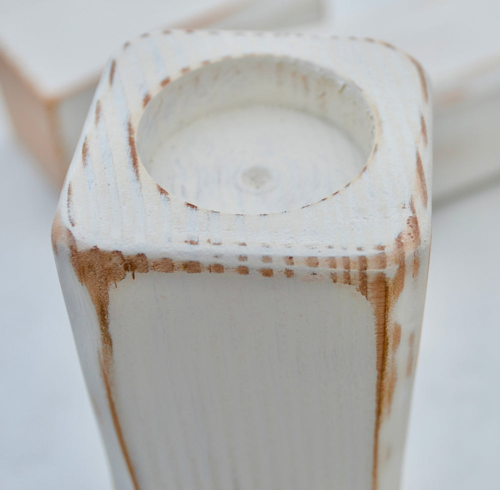 Distressed White Candle Holders (set of 3)