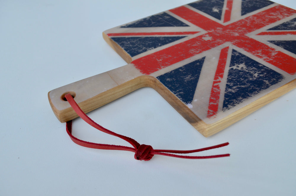 Union Jack Cutting Board: Handcrafted from Rainbow Poplar