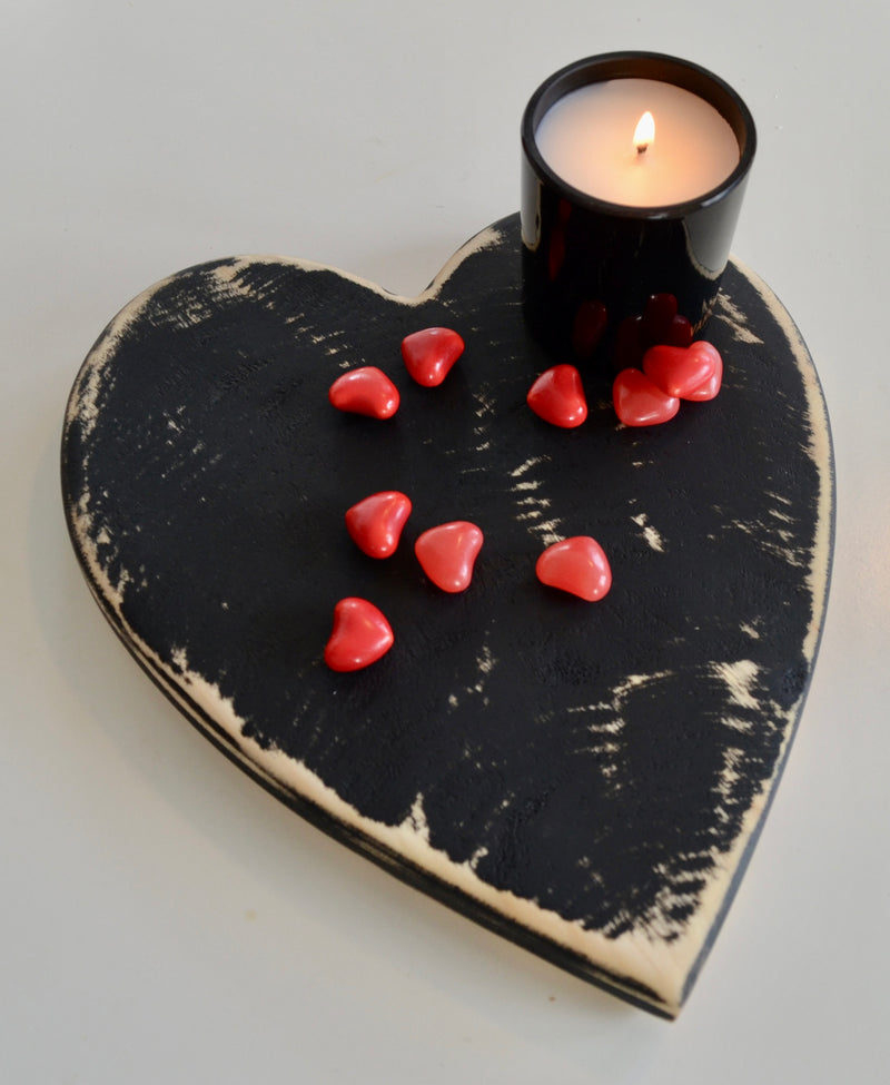 Black Heart Serving Board handcrafted from Poplar wood